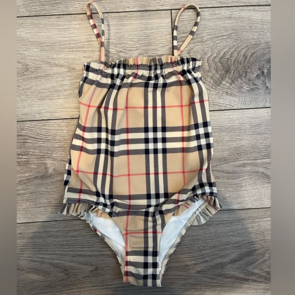 Burberry Beige Plaid Girls One-Piece Swimsuit
